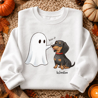 Halloween Dog Ghost - Personalized Shirt - Funny Ghost Booping Dog Tee, Gift for Dog Moms, Dog Dads
