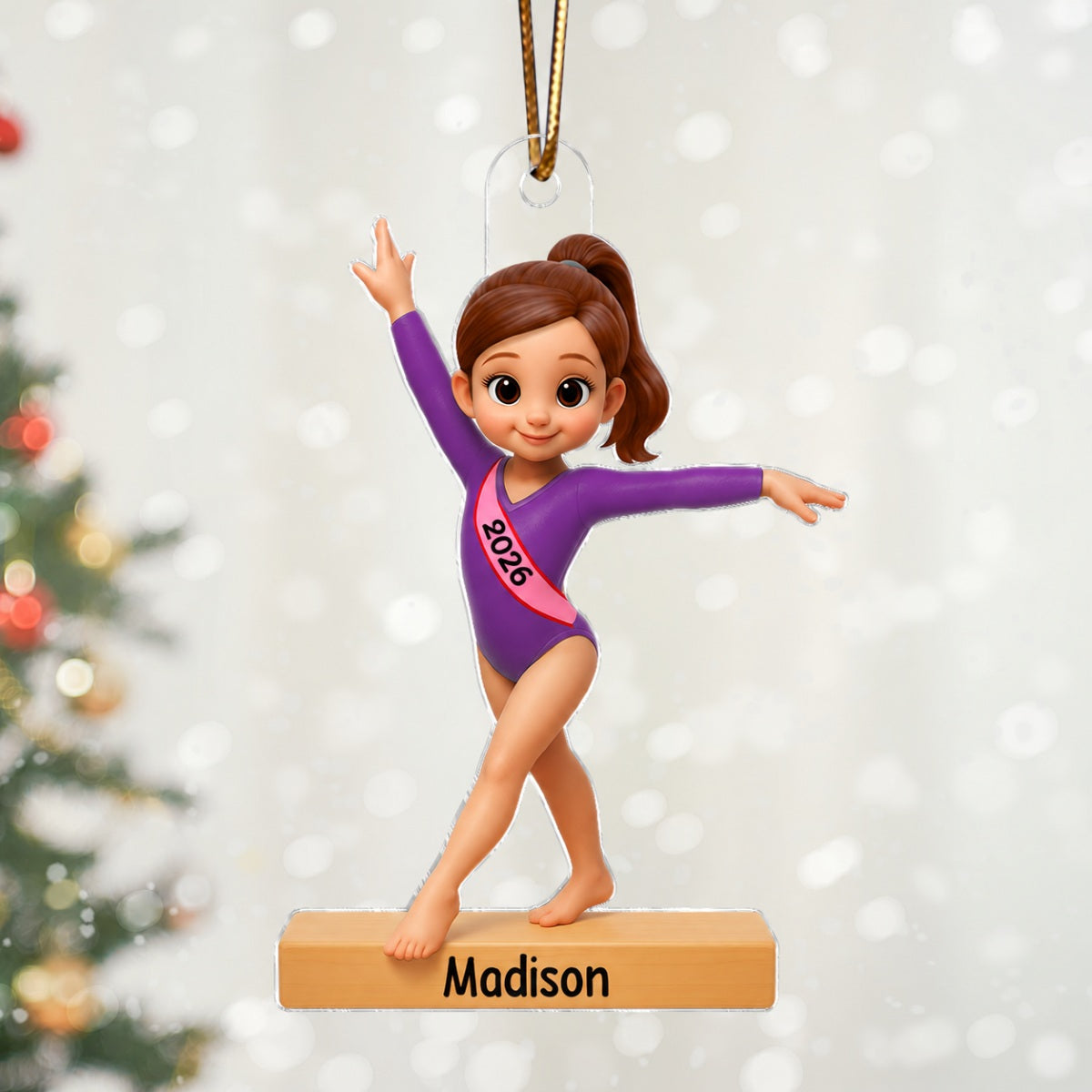 3D Effect Gymnastic Girl - Personalized Acrylic Ornament - Christmas Gift For Daughter Granddaughter