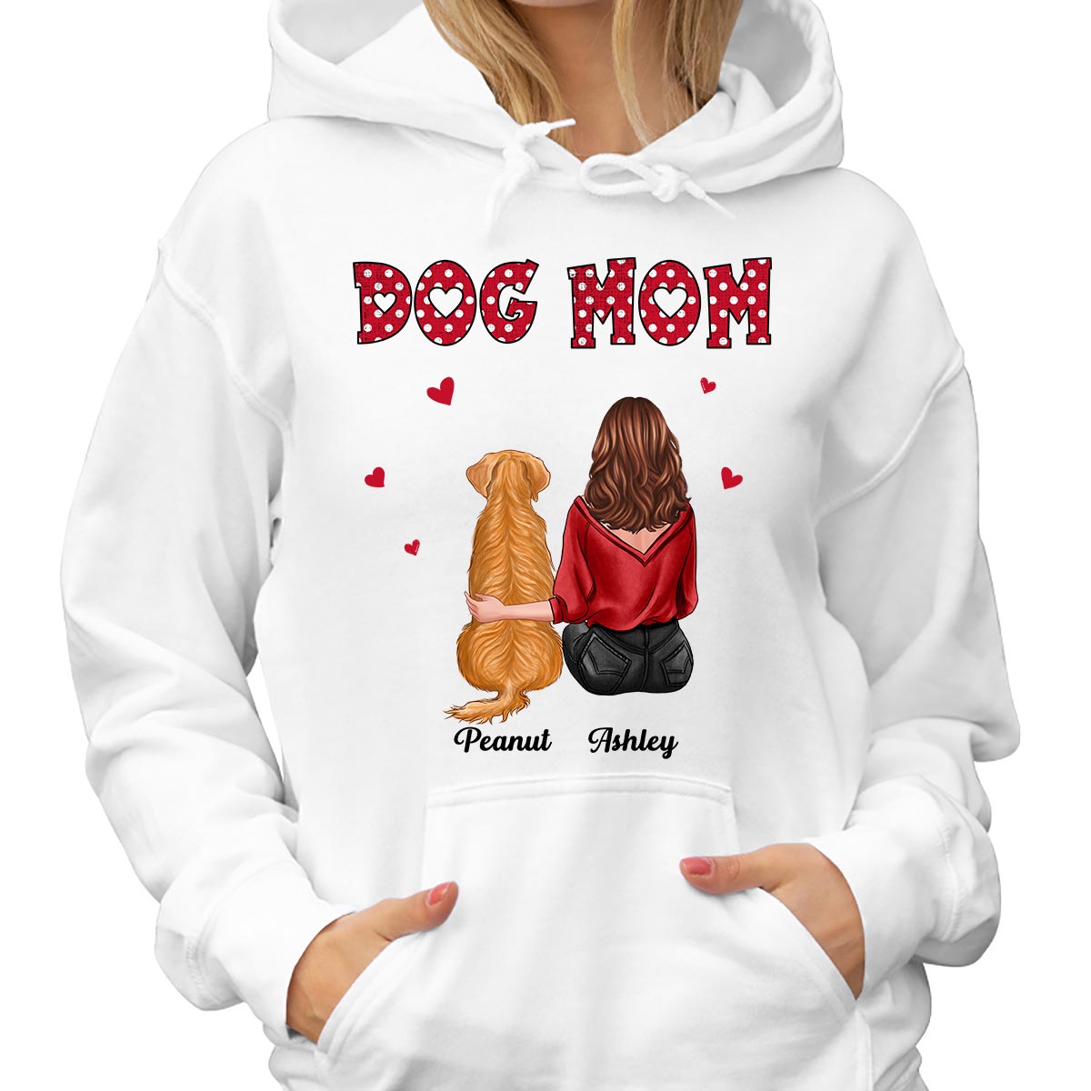 Polka Dot Pattern Back View Dog Mom Personalized Shirt