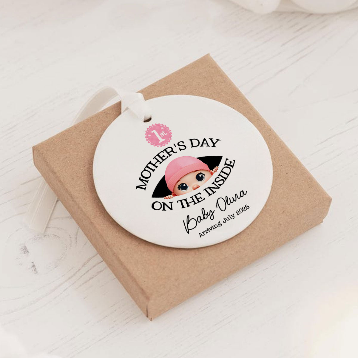 Personalized Baby's First Mother's Day On the Inside Ornament, Custom Pregnancy Reveal Ornament, Gift For Expecting Parents