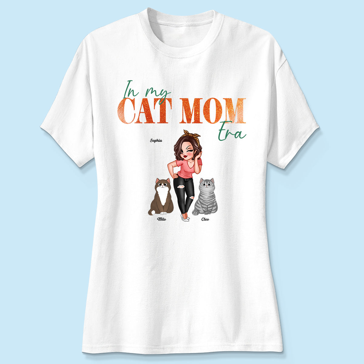In My Cat Mom Era Pretty Woman & Fluffy Cats - Personalized Shirt
