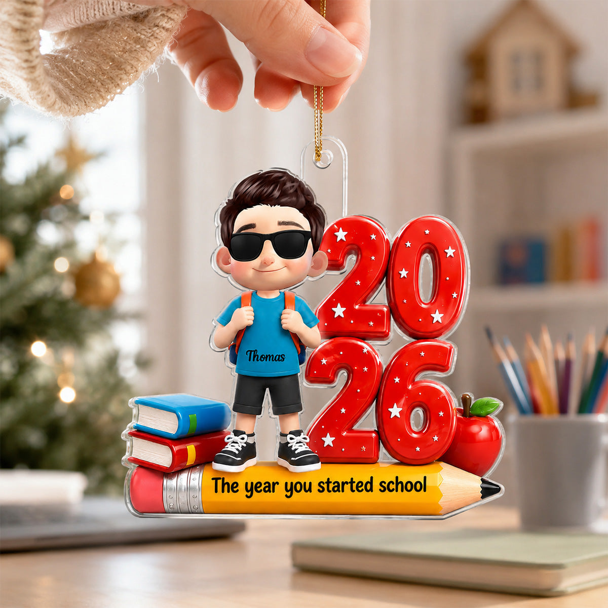 The Year You Started School 2D Flat - Personalized Acrylic Ornament - Christmas Keepsake for Kids