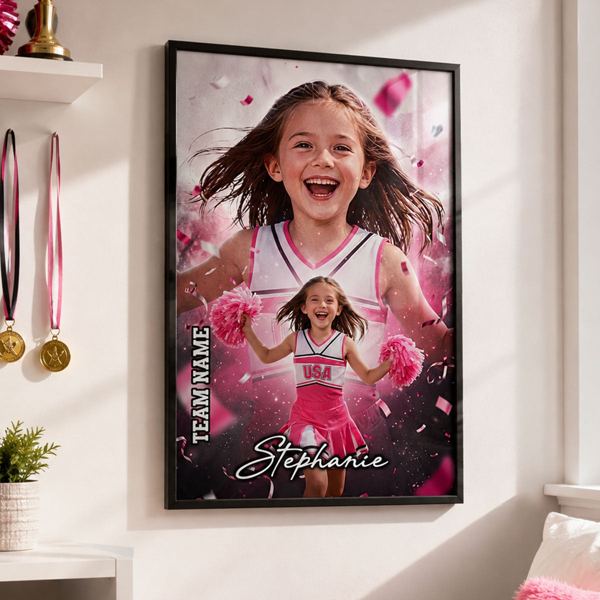 Born to Cheer - Personalized Poster - Gift For Cheerleading Team Girls, Daughters, Granddaughters