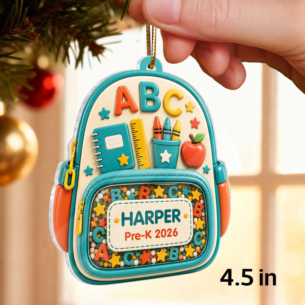 First Day Of School Backpack - Personalized Acrylic Ornament - Christmas Gift For Kids
