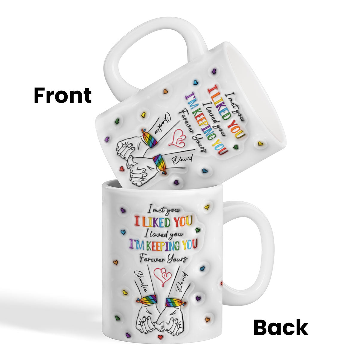 LGBT Couple Hands Pinky Promise Personalized 3D Inflated Effect Printed Mug
