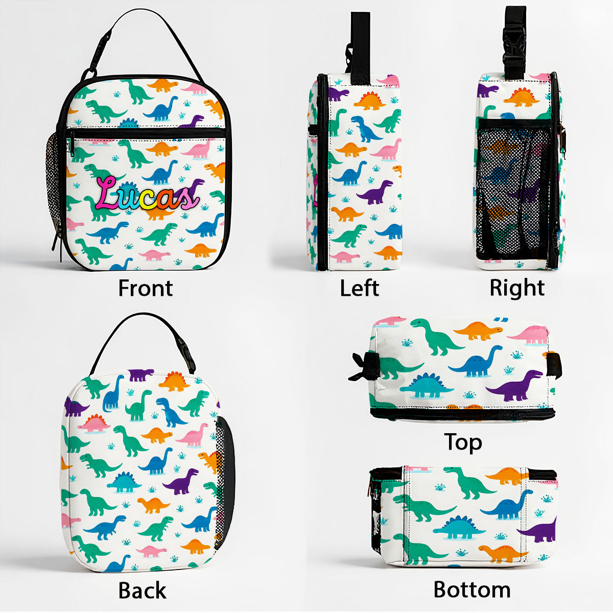 Personalized Insulated Kid Lunch Bag, Custom Kid Name Back to School Meal Tote Kit for Girls, Boys