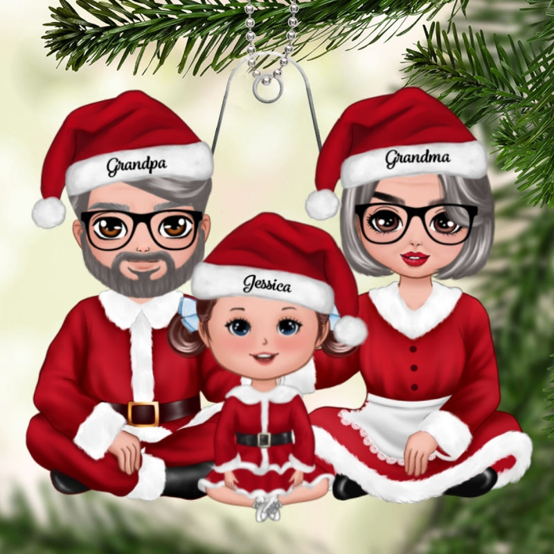 Christmas Doll Grandma Grandpa Claus Gift For Granddaughter Grandson Personalized Acrylic Ornament