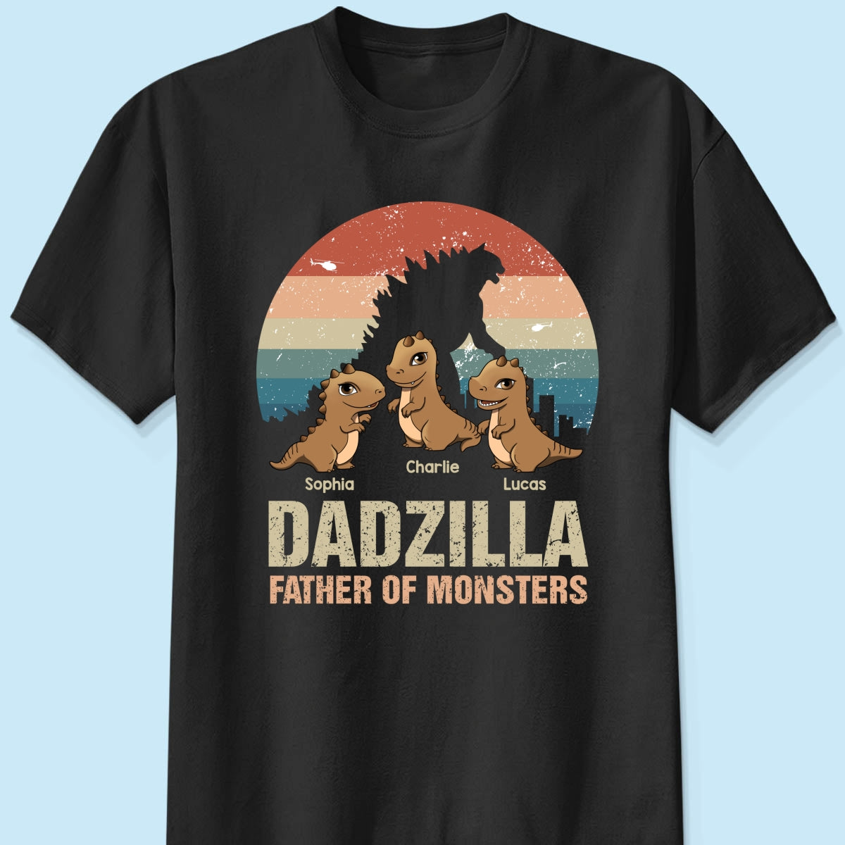 Dadzilla Retro Dinosaurs Personalized Shirt