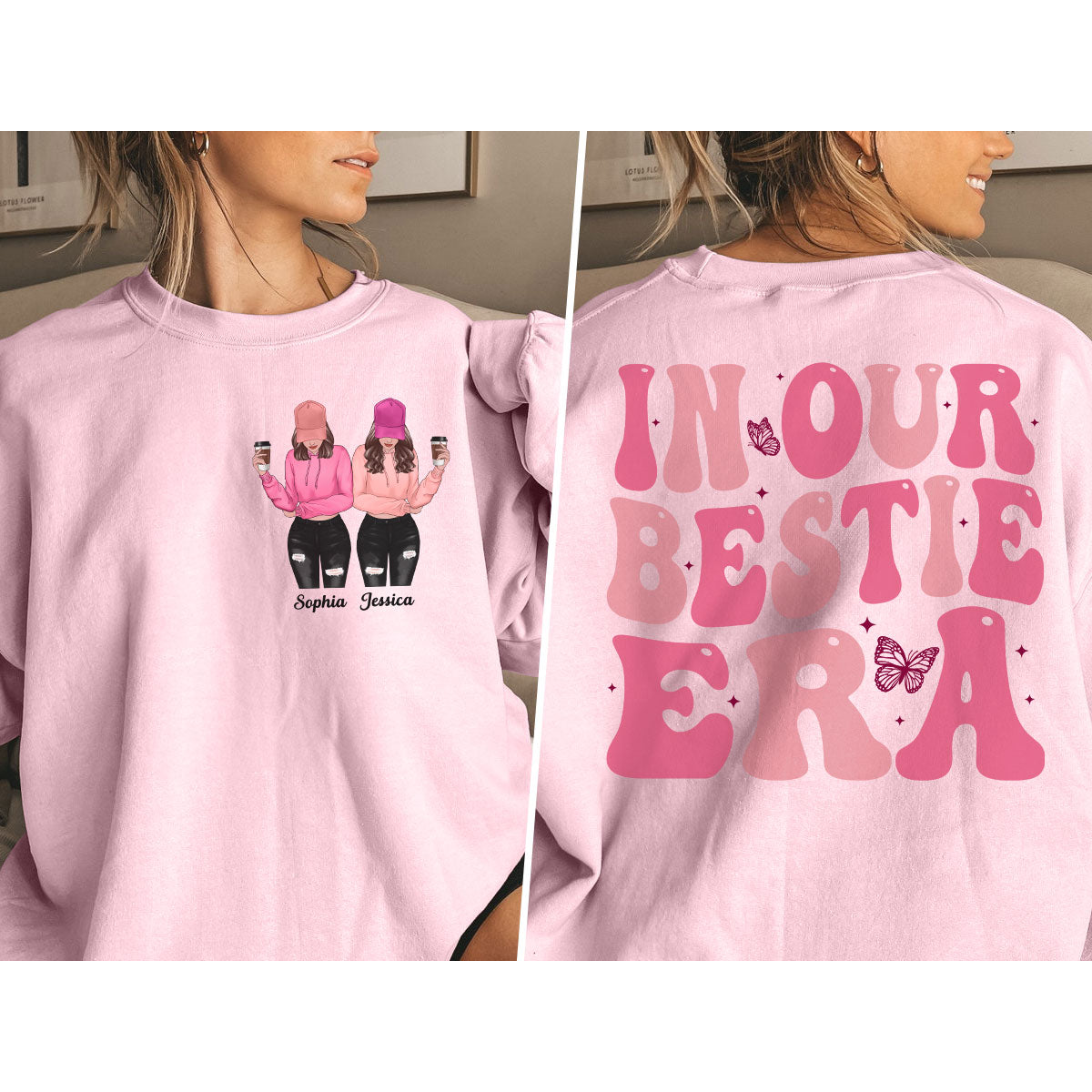 In Our Bestie Era Unique Gift For Best Friends Personalized Double Sided Sweatshirt