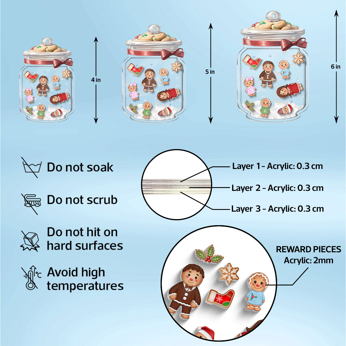 Gingerbread Cookies Jar Personalized Shaker Ornament, Family Christmas Gift