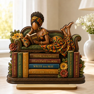Black History Book Lover - Personalized 2-Layered Wooden Plaque - Custom Book Lover Gift
