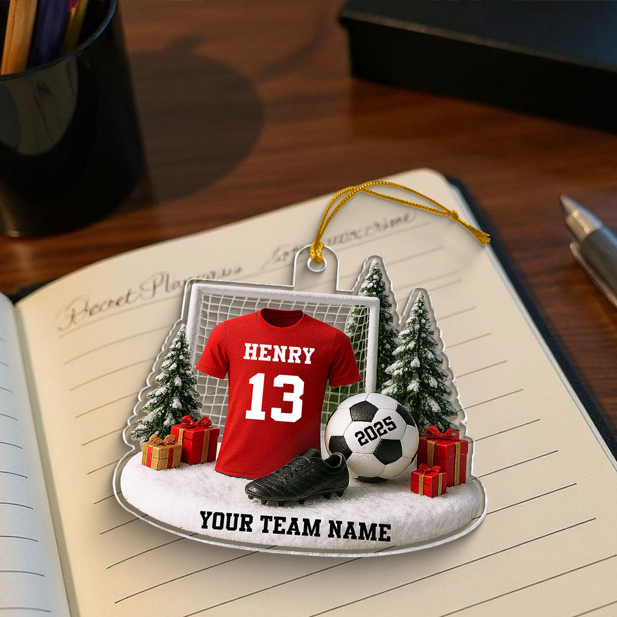 3D Effect Soccer Player Soccer Team Uniform - Personalized Acrylic Ornament - Gift For Soccer Lovers, Soccer Team