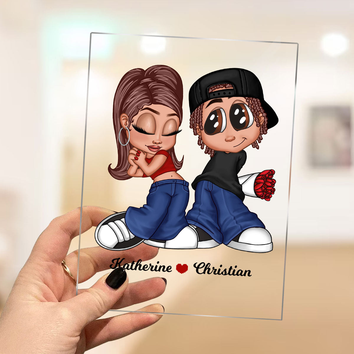 Y2K Couple Personalized Acrylic Plaque, Gift For Him, For Her