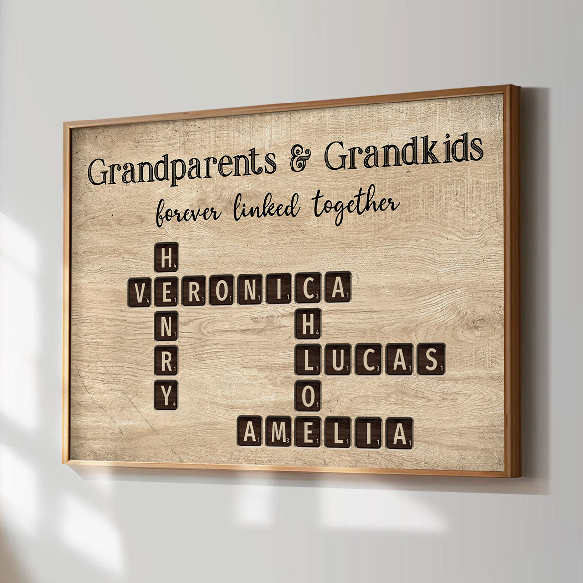 Family Forever Linked Together Crossword Puzzle Personalized Poster, Birthday Gift For Mom, Gift or Just Because