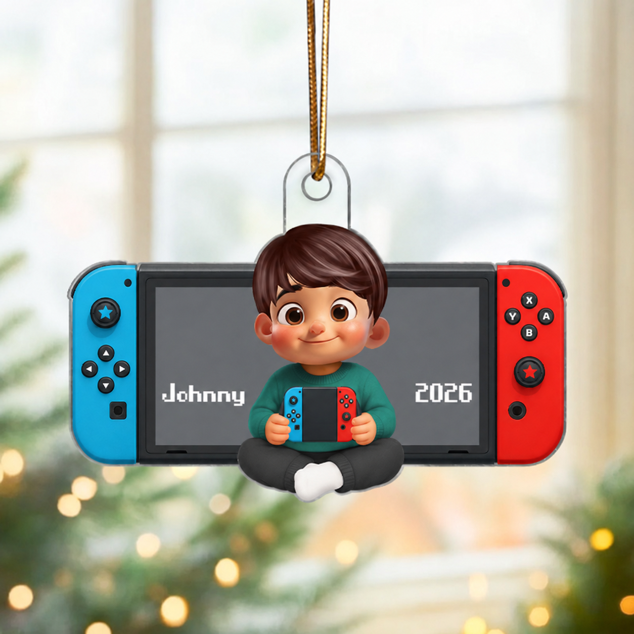 Personalized Gamer 3D Effect Ornament for Boys Girls, Christmas Gift for Kids