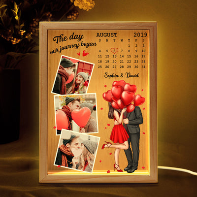 Couple Standing Kissing Calendar Date Photos Personalized Frame Light Box