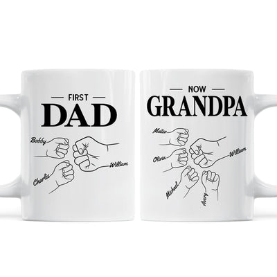 First Dad Now Grandpa Fist Bump Outline Father‘s Day Gift Personalized Mug