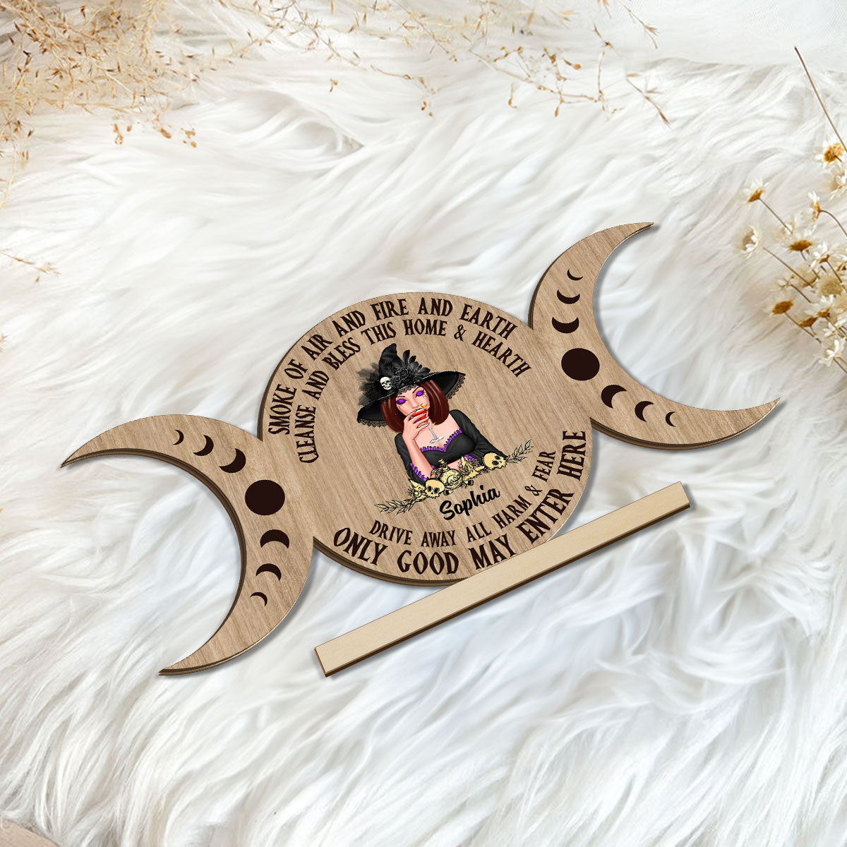 Only Good May Enter Here Wicca Home Decor Personalized Standing Wooden Plaque