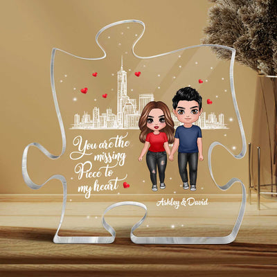 The Missing Piece To My Heart Standing Doll Couple Personalized Puzzle Acrylic Plaque