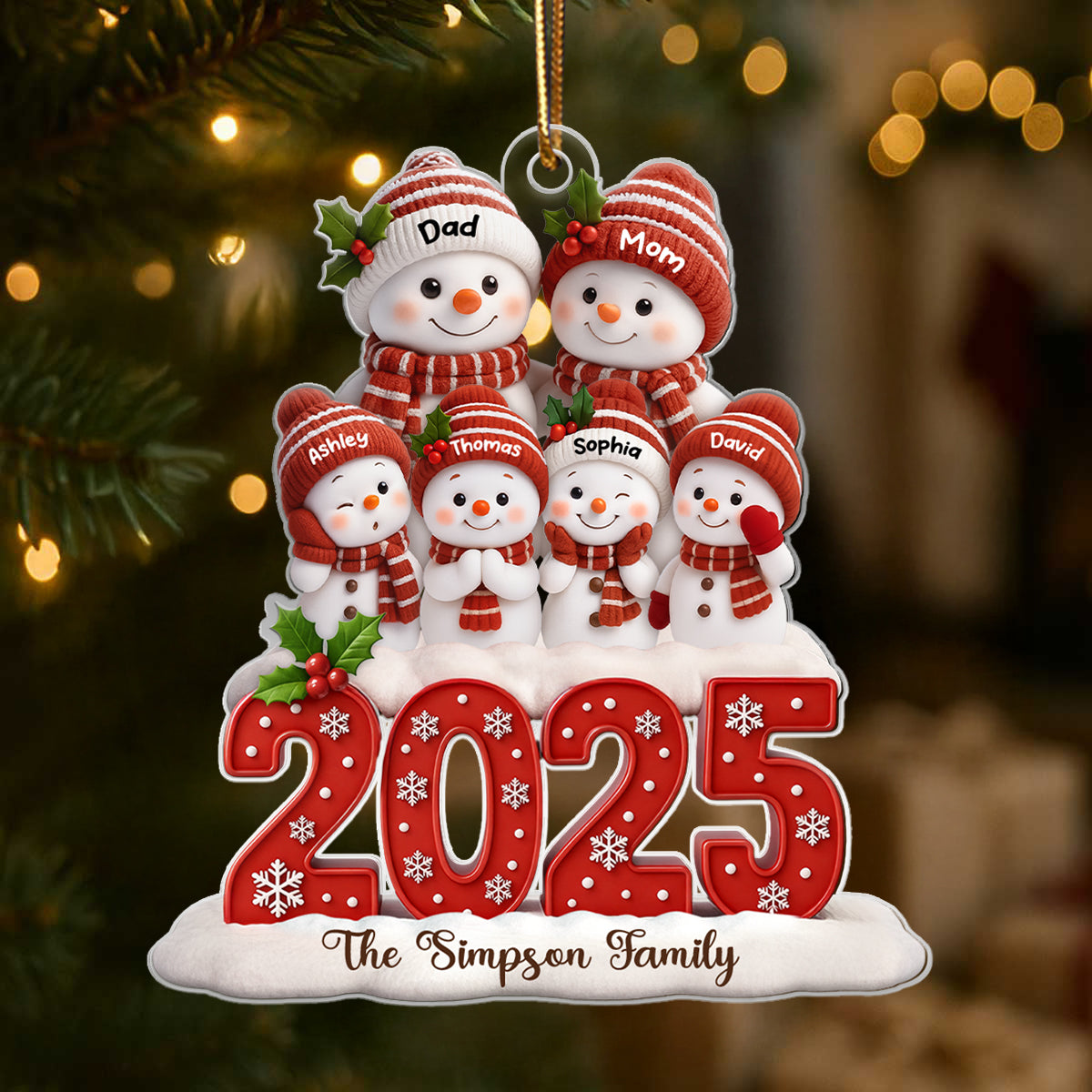 Family Snowman 2025 Togetherness - Personalized Acrylic Ornament - Christmas Gift for Husband, Wife, Christmas Decor
