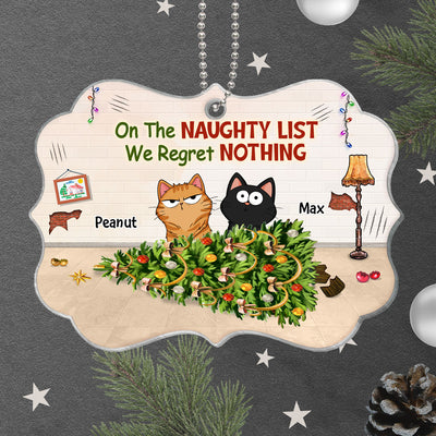 On The Naughty List Regret Nothing Funny Cat Expression Personalized Acrylic Ornament