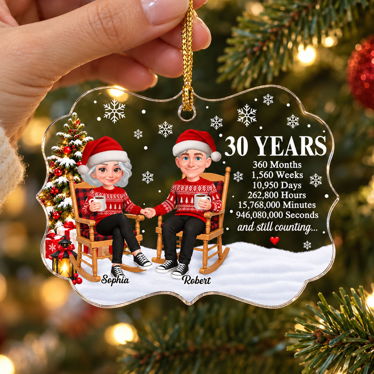 30 40 50 Years & Still Counting - Personalized Acrylic Ornament - Christmas Gift For Wife Husband Dad Mom
