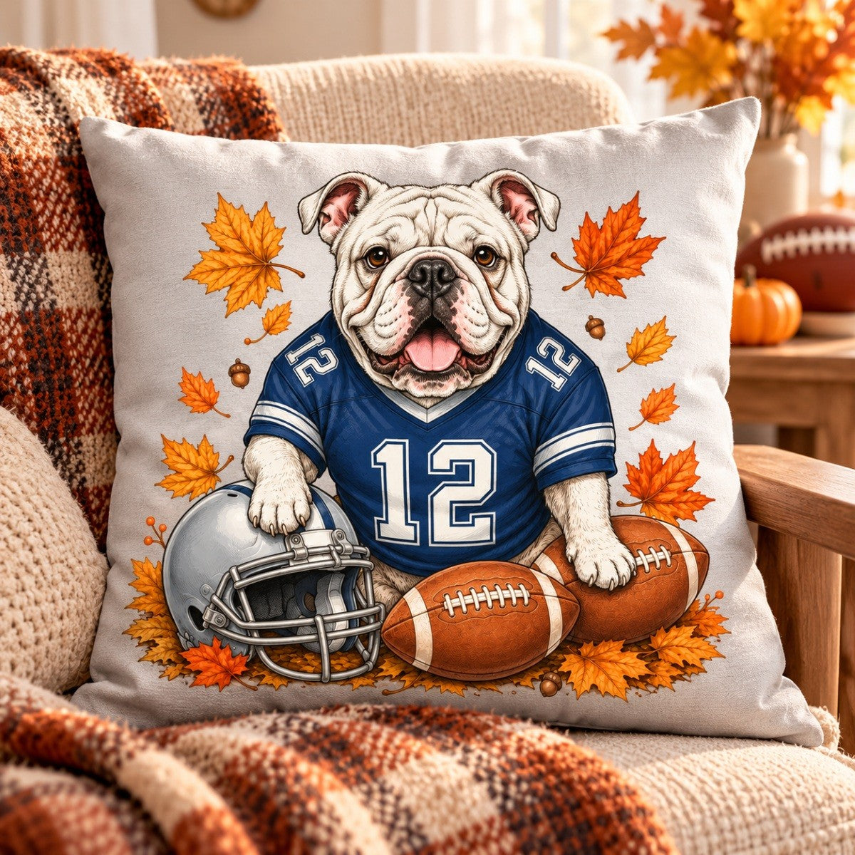 Trending Football Dog Cat Upload Photo - Personalized Pillow - Fall Season Gift For Man, Woman