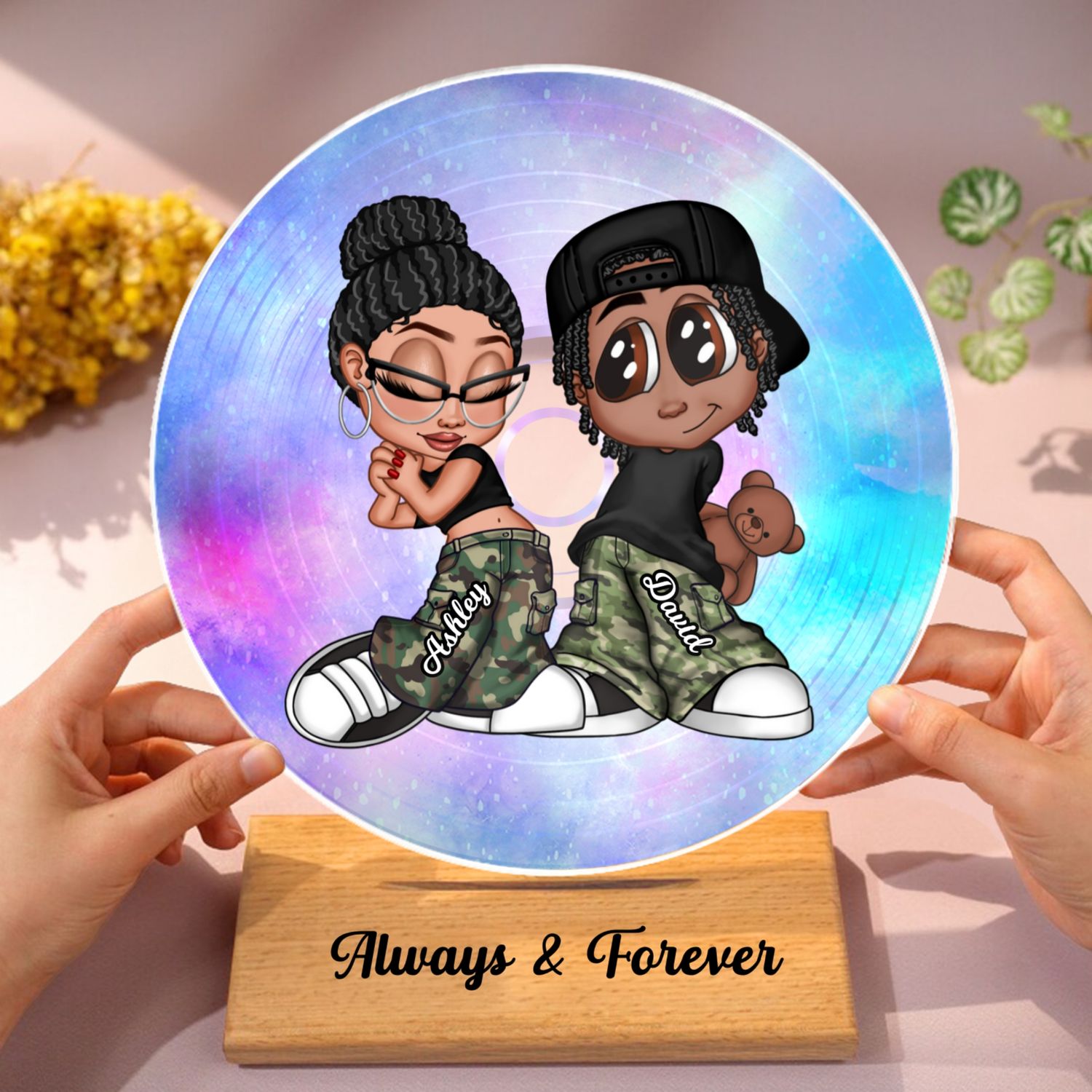 Y2K Couple Retro CD Personalized Acrylic Circle Acrylic Plaque,  Gift, Anniversary Gift for Him, for Her