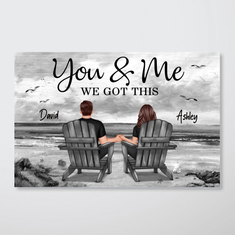 You And Me Eternal Love Beach Landscape Monochrome Personalized Poster, Heartfelt Gift For Him, For Her, Husband, Wife