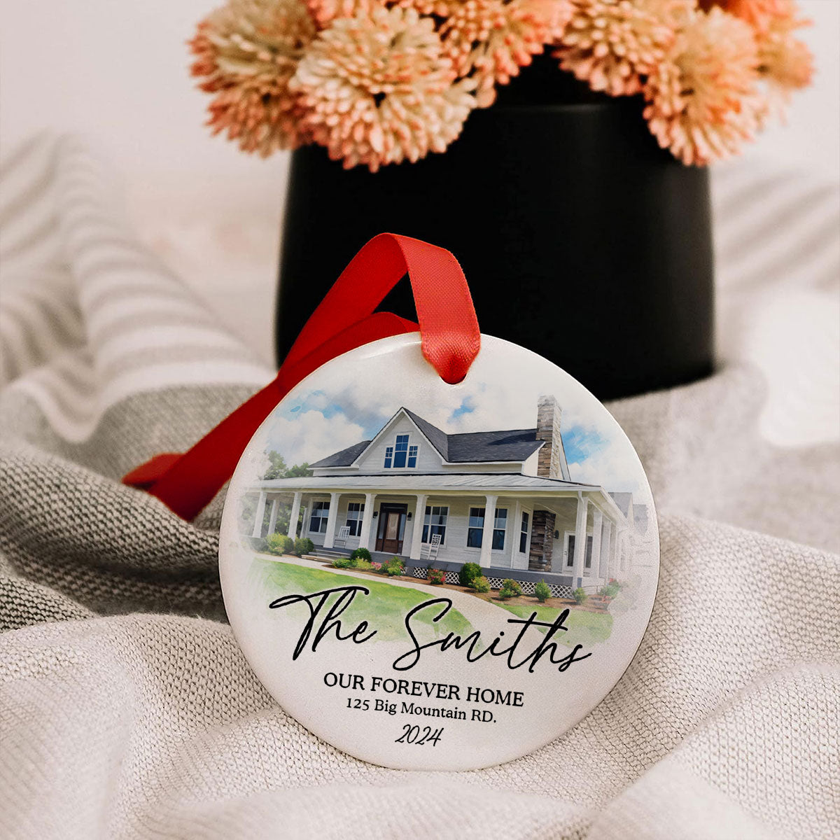 Personalized Watercolor House Portrait From Photo Ornament, Unique Christmas Gift, Housewarming Gift