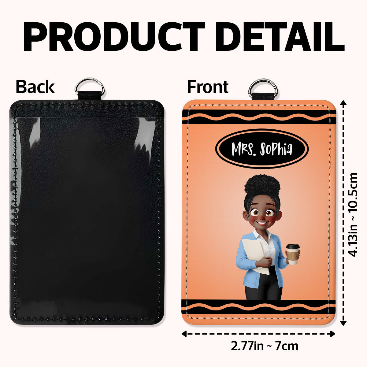 Crayon Themed Cartoon Teacher Personalized ID Badge Holder, Back To School Gift