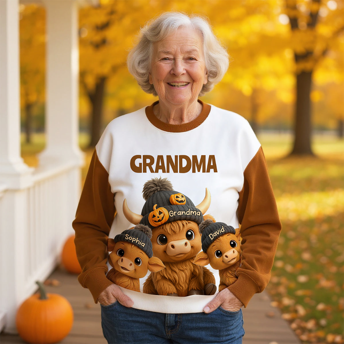 Mama Grandma Cow Personalized Sweatshirt, Cozy Fall Sweatshirt