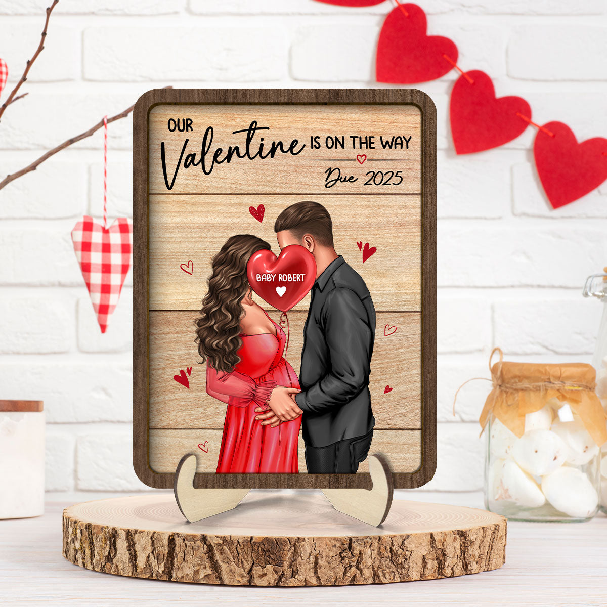 Personalized Kissing Pregnant Couple, Expecting Parents, Pregnancy Couple Personalized Wooden Plaque,  Gift, Pregnancy Announcement