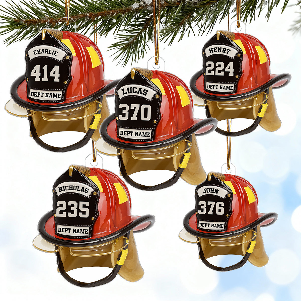 3D Effect Firefighter Helmet - Personalized Acrylic Car Hanger- Gift For Firefighter