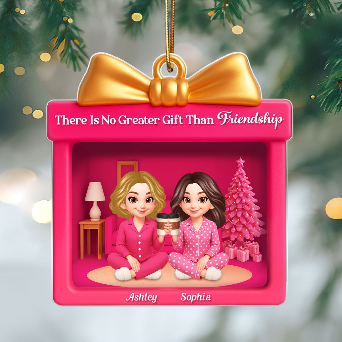 There Is No Greater Gift Than Friendship - Personalized Acrylic Ornament - Perfect Christmas Gift for Best Friends
