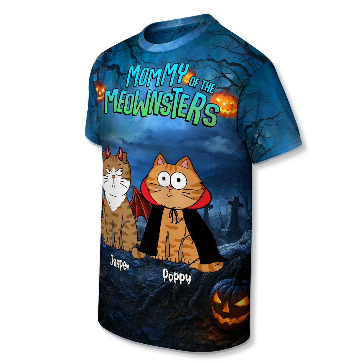 Halloween Night Mommy Daddy Of The Monsters Cats Personalized Shirt, Spooky Halloween Costume For Cat Lovers