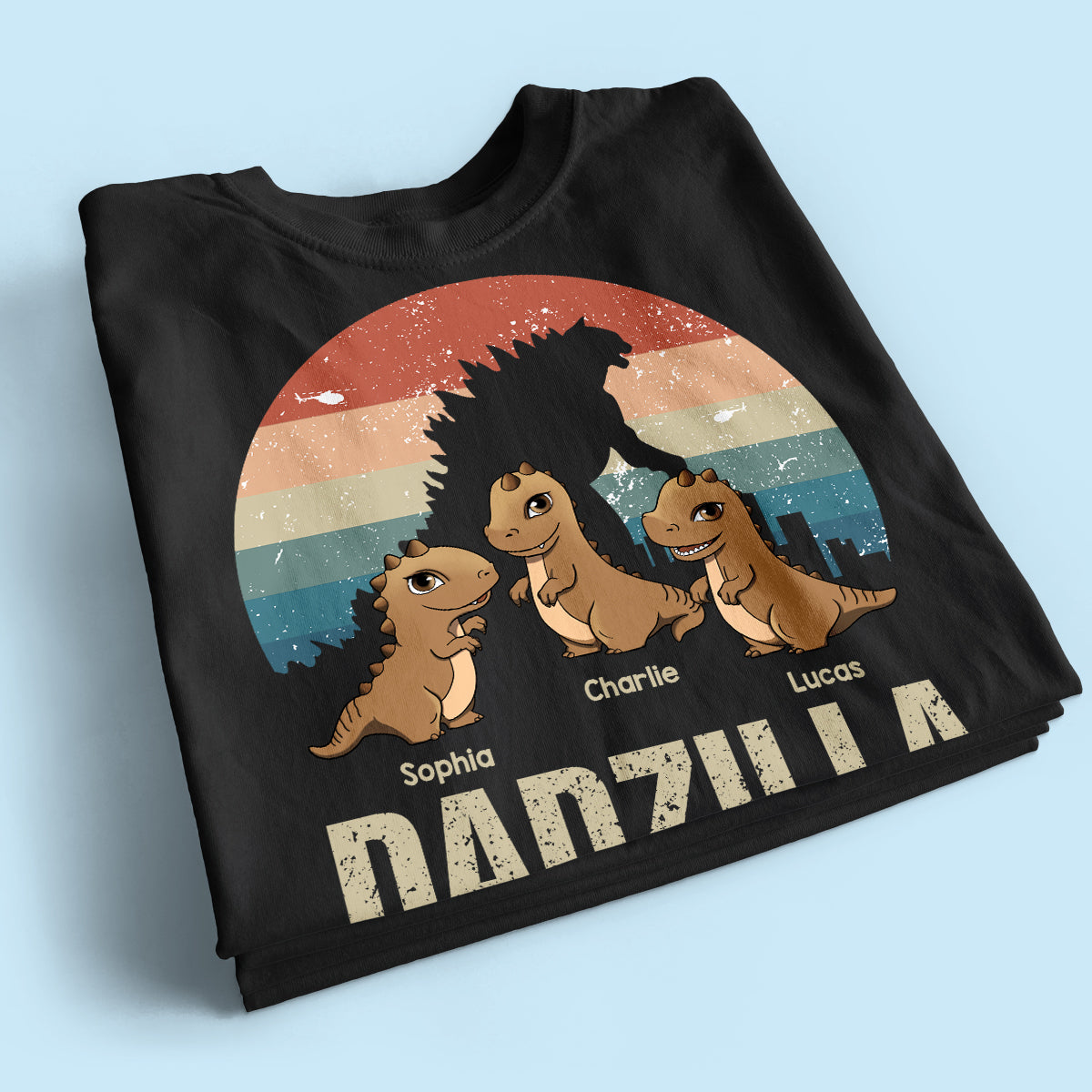 Dadzilla Retro Dinosaurs Personalized Shirt