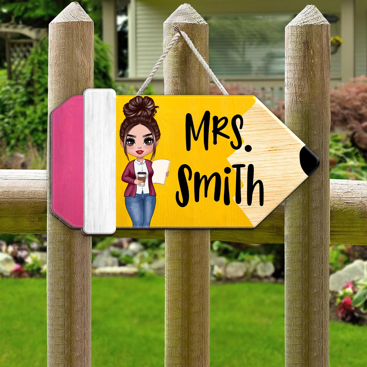 Teacher Pencil Personalized Wood Sign, Gift For Teacher, Teacher Classroom Decor