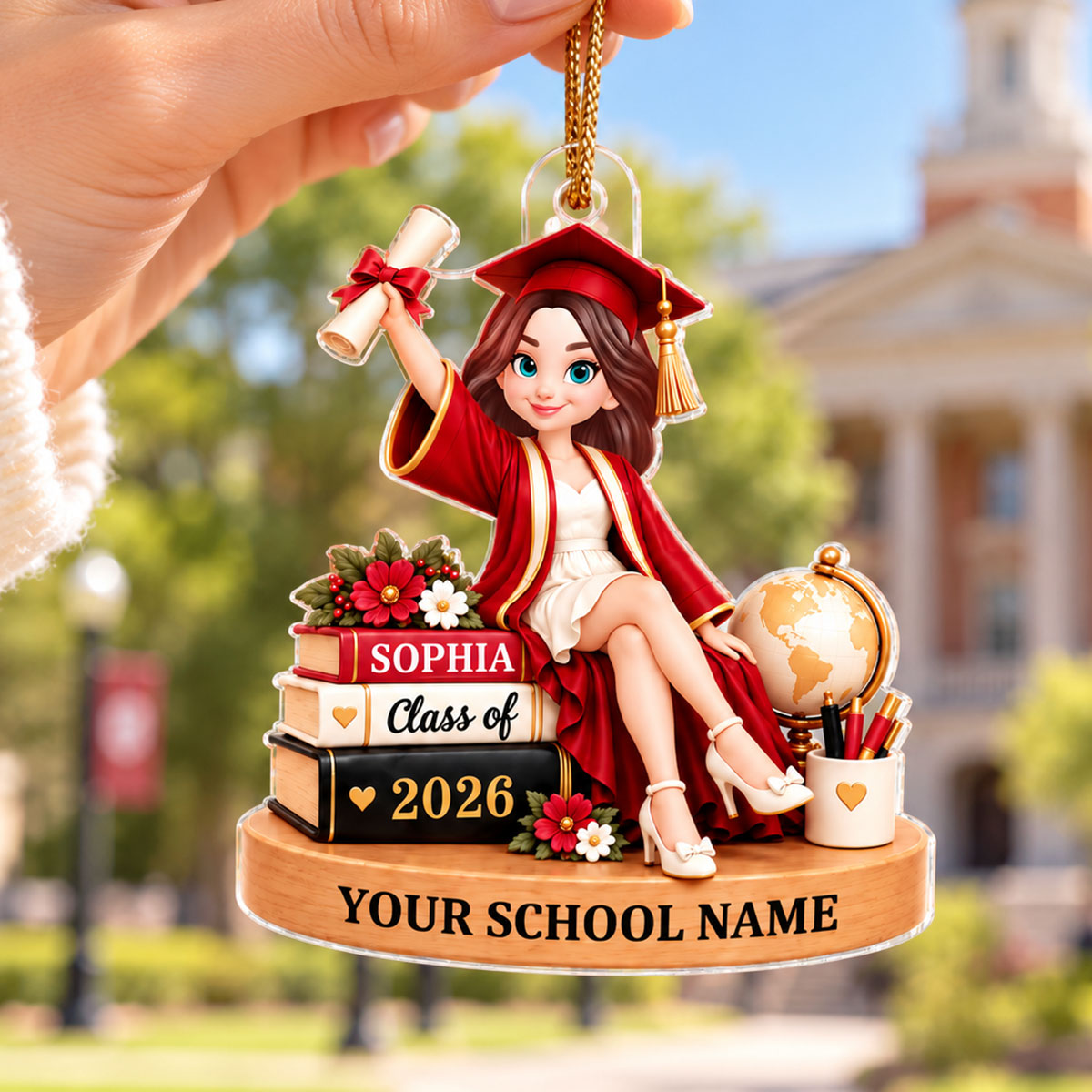 Beautiful Graduation Girl Class of 2026 2027 2028 2029 Keepsake - Personalized Acrylic Ornament - Christmas Gift, Graduation Gift For Graduates, Senior, Granddaughter, Daughter