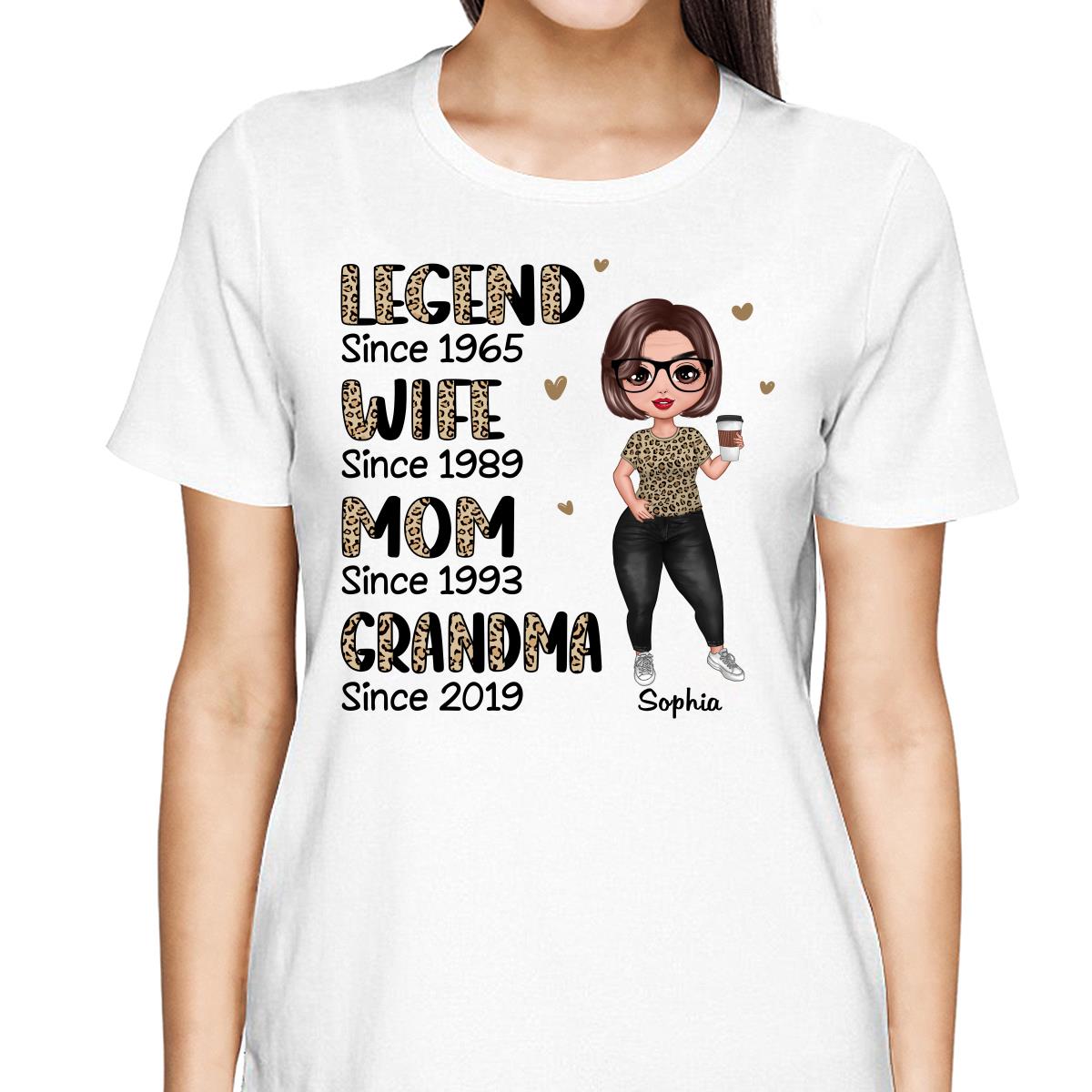 Half Leopard Doll Woman Standing Legend Wife Mom Grandma Personalized Shirt