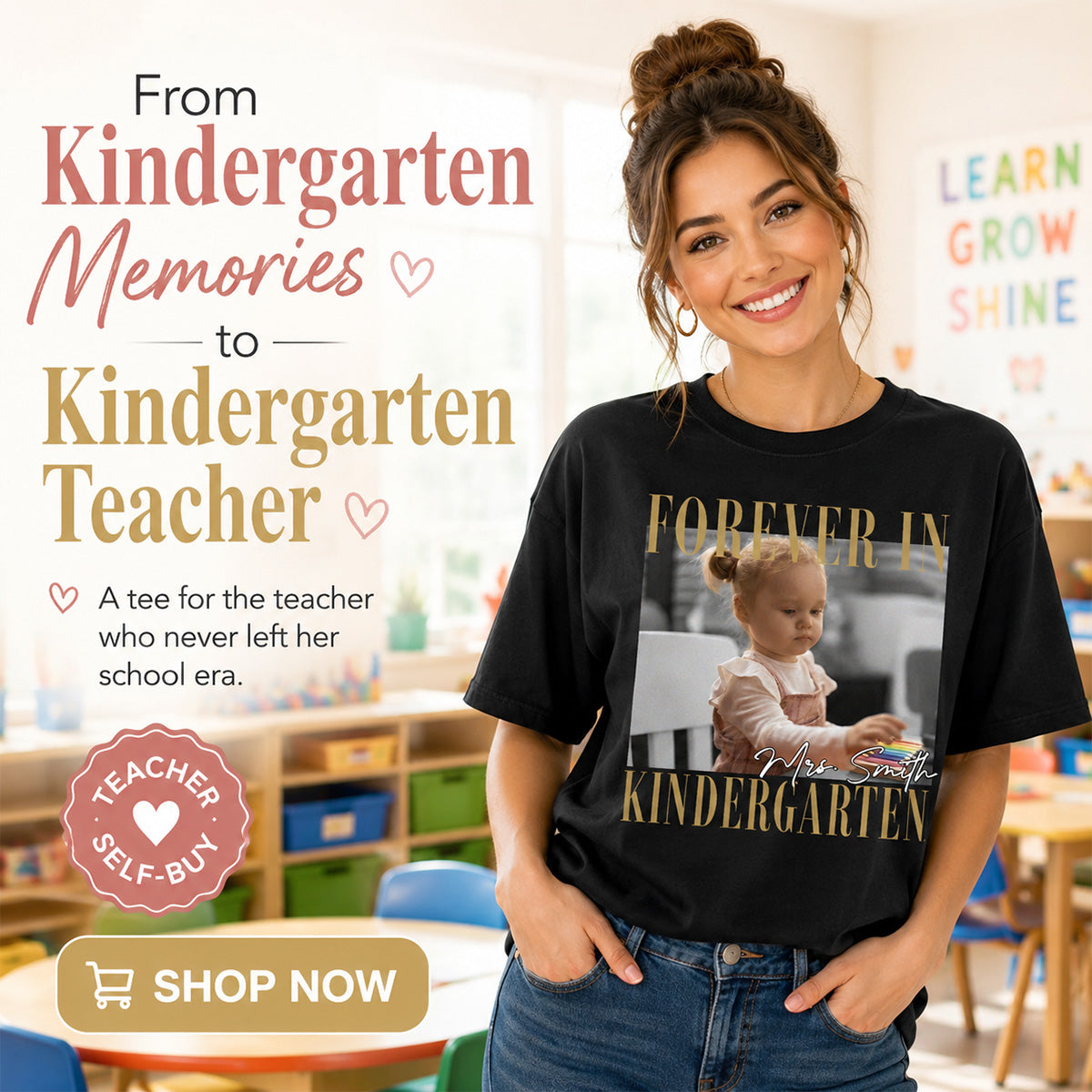 Forever In My School Era – Personalized Photo Shirt – Custom Name & Grade Back To School Shirt