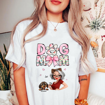Dog Mom Cartoon Style Woman And Dogs Personalized Shirt, Gift for Dog Lovers