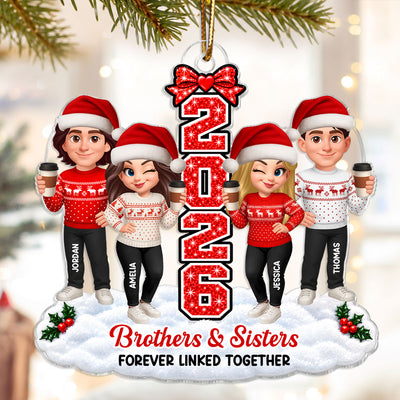 Brothers & Sisters Forever Linked Together - Personalized Acrylic Ornament - Christmas Gift For Family, Siblings