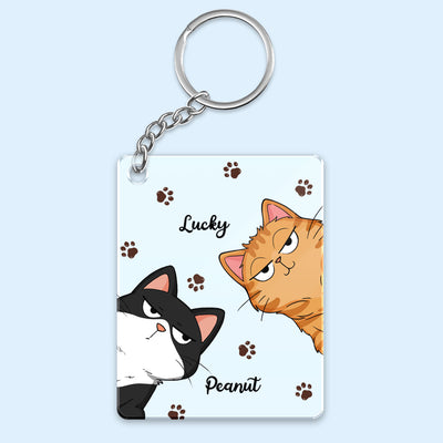 Funny Cats Expressions Paw Pattern Personalized Acrylic Keychain
