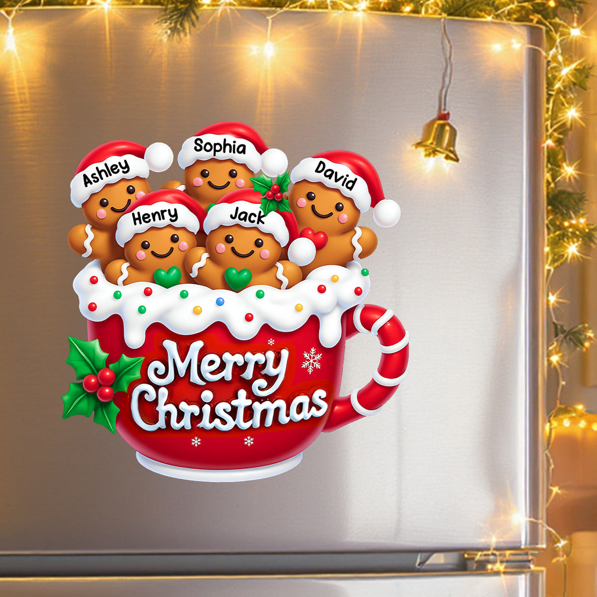 Merry Christmas Gingerbread Family Personalized Decal