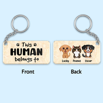 This Human Belongs To Watercolor Cute Dogs Cats Personalized Acrylic Keychain