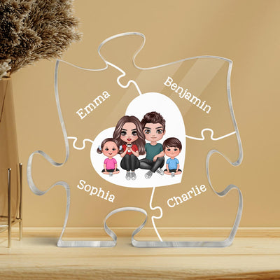 Together We Make A Family Puzzle Heart Personalized Acrylic Puzzle Plaque