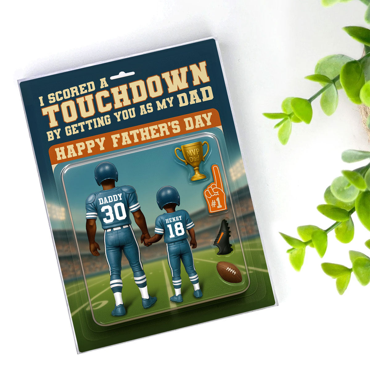 I Scored A Touchdown Getting You as my Dad, Custom Figure Personalized Acrylic Block Plaque, Father's Day Gift for Dad, Gift for Husband