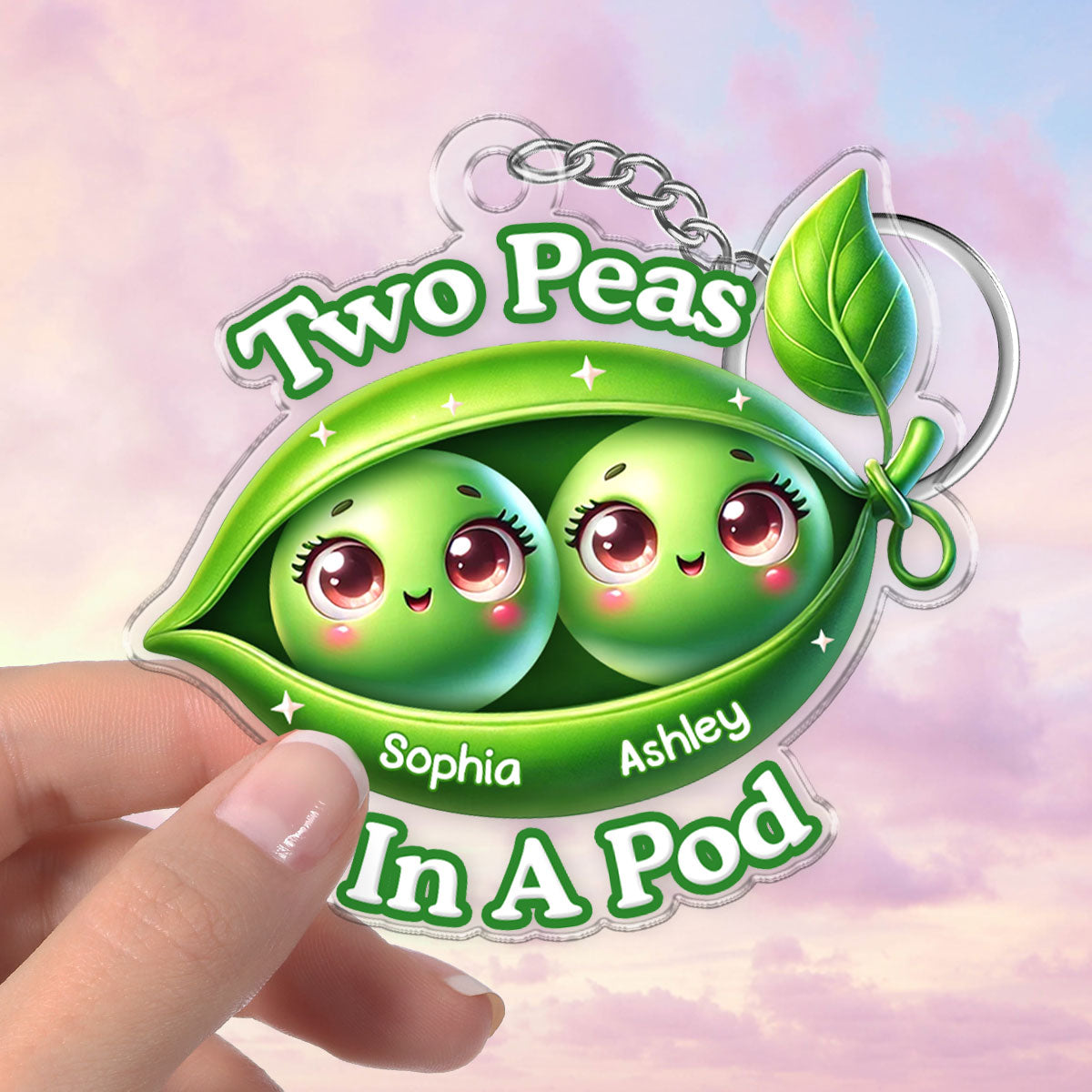 We Are Peas In The Pot Personalized Acrylic Keychain, Gift For Besties, Gift For Sisters, Gift For Twins