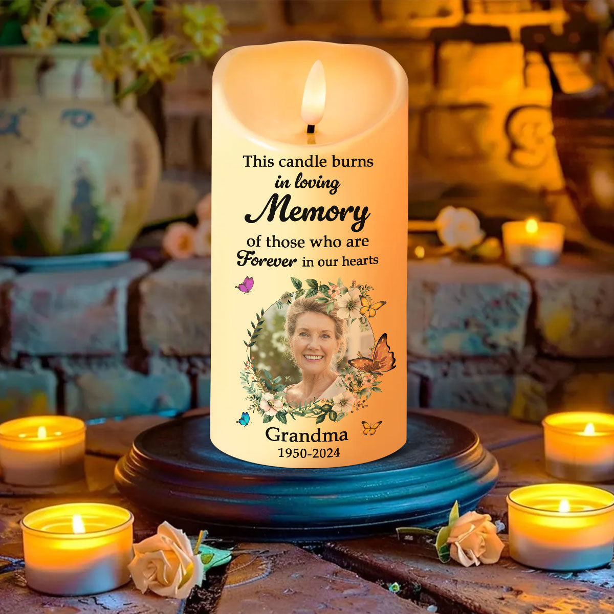 In Loving Memory Of Lost Loved Ones, Custom Photo Personalized LED Candle, Sympathy Gift